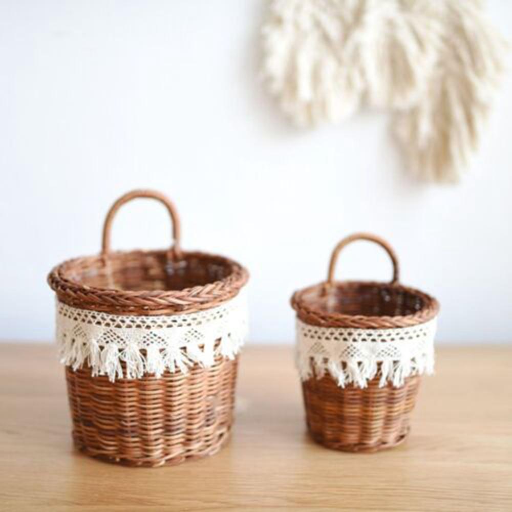 

Корзина из ротанга макраме с ручкой, реквизит для съемки, портативная цветочная корзина