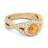 Citrine Halo Accents Ring - 925 Sterling Silver Gold Vermeil