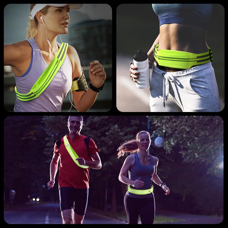 Augsion Running Pouch Reflective/High Elasticity/High Visibility/No Shaking/Waterproof/Sweatproof/Adjustable Belt Waist Pouch