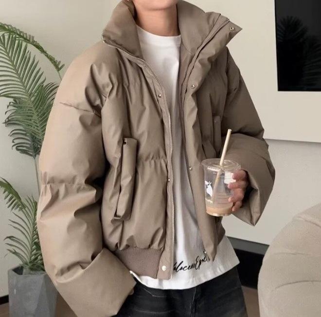 

Мужское зимнее толстое хлопковое пальто Maillard - теплое, свободное, универсальное, однотонная куртка Bread M коричневый