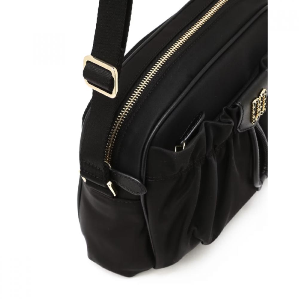 Daks Black Dd Decoration Shirring Point Nylon Crossbag