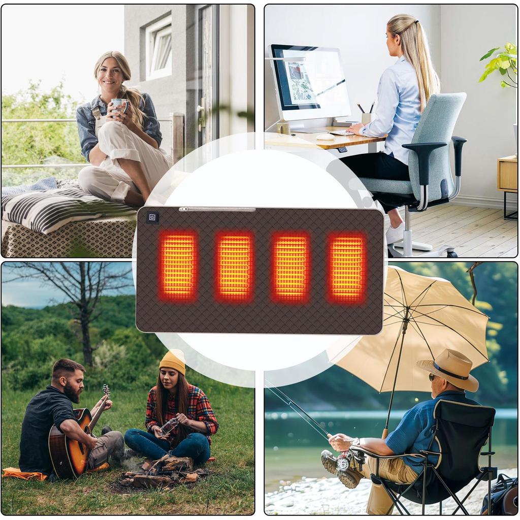 Heated Seat Cushion 3 Settings Electric Portable Cordless USB Heated Cushion Bleacher Pad For Home Office Outdoor Camping Hiking