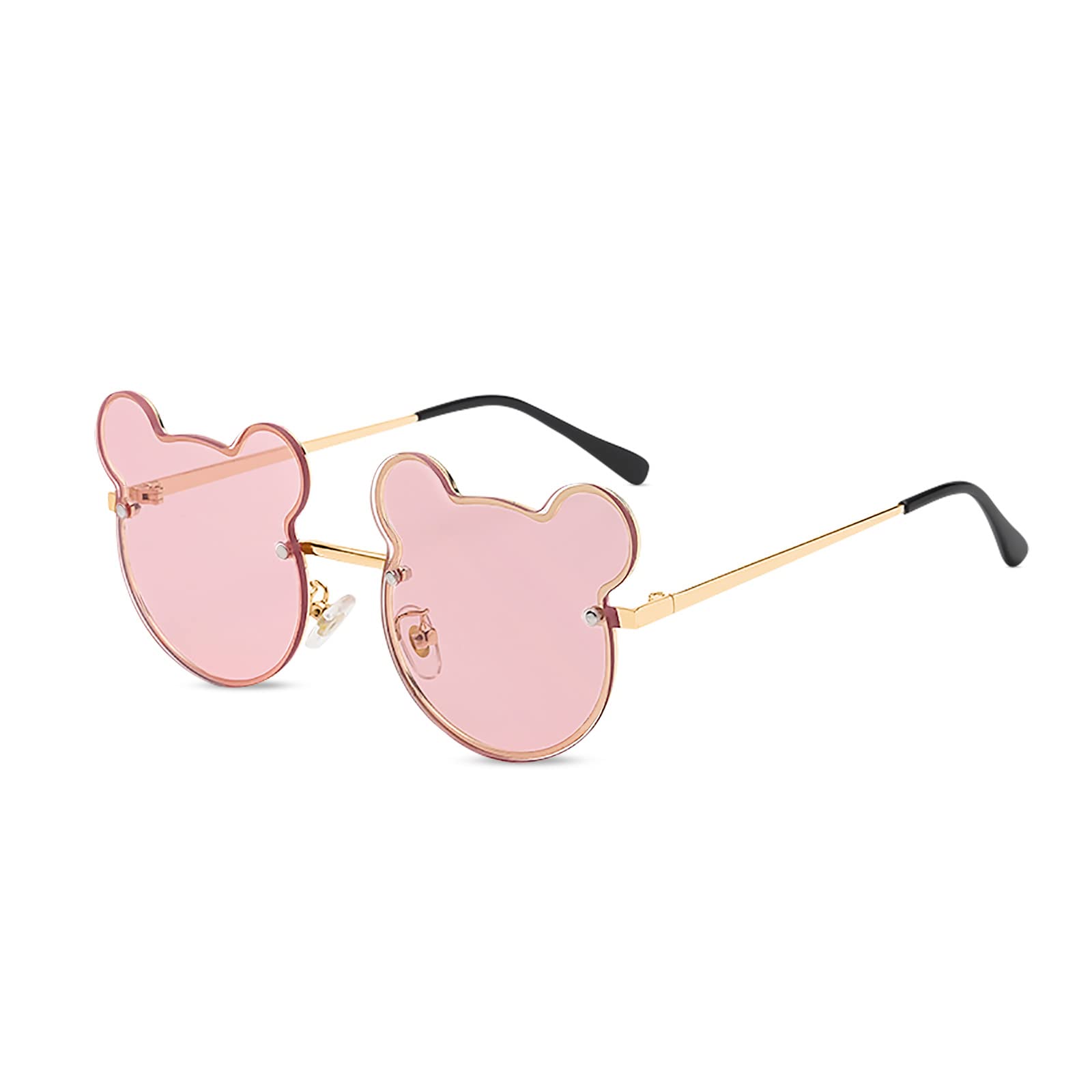 

LumiSyne Bear Sunglasses for Girls and UV400 Gradient Metal Round Sun Eyewear for and Beach Kids, Boys, Lenses, Frame, Glasses, Protection, розовый