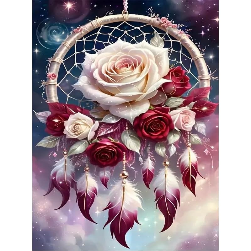 

Resin beads with fairy dust beads diamond art kit square A3 size rose dream catcher