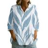 Women's Button Front Shirt Floral Print Three Quarter Sleeve Loose Fit Collar Blouse Casual Lightweight Top for Everyday Wear