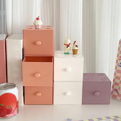 Desktop Storage Box with Handle Dust-proof Solid Color Ins Style Desktop Drawer Storage Boxes Daily Use