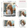4-teiliges Cartoon-Niedliches und Lustiges Capybara Eichhörnchen Badezimmer-Set - 2D FLACHER Duschvorhang und Rutschfeste Badematten für Badezimmerdekor Exquisit