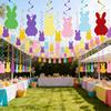 Colorful Bunny Spiral Hanging Decor Paper Party Decoration Flag Pom Pom Garland  Valentine's Day