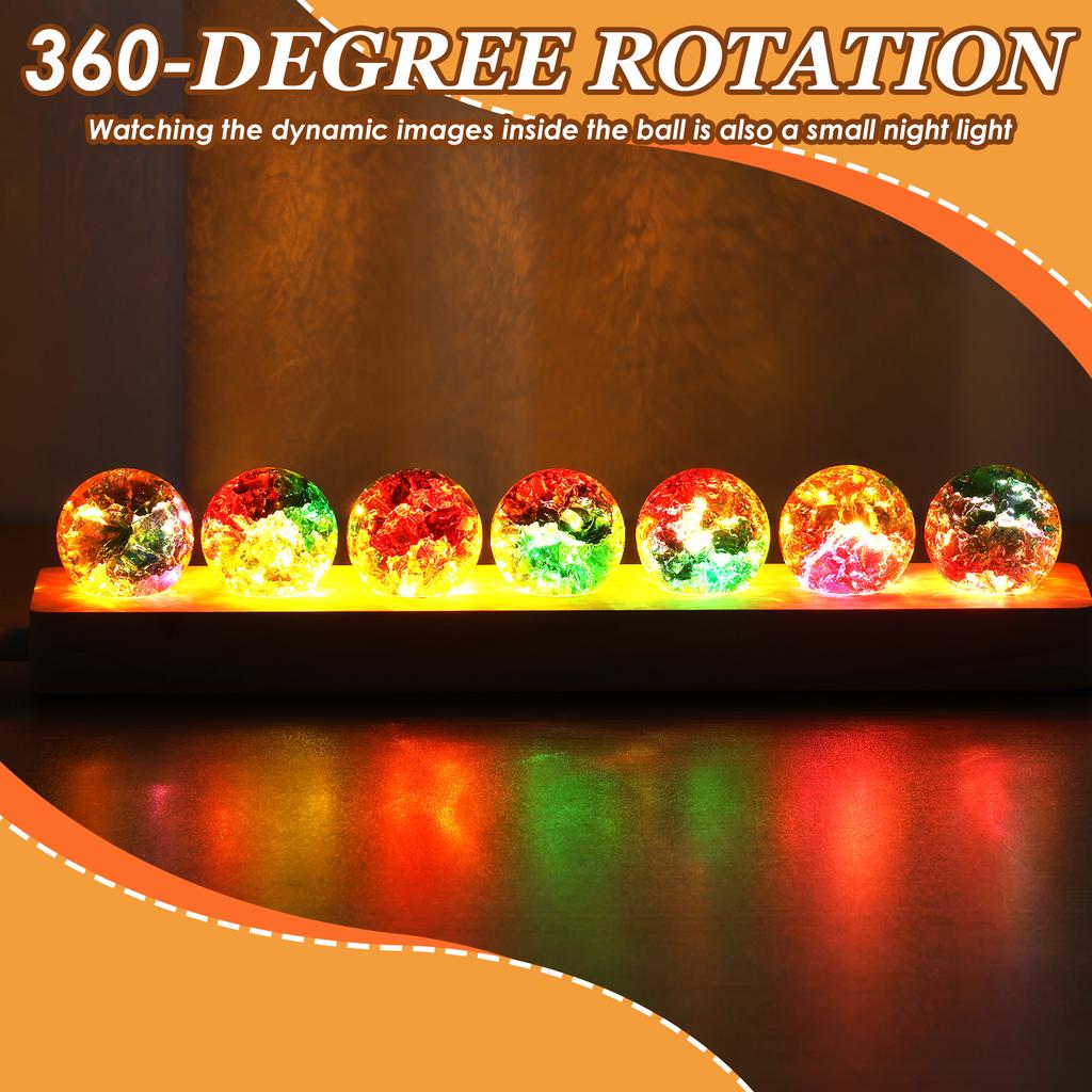 7Core Glass Ball Night Light Decorative Versatile Sphere Ball Night Lamp with LED Wooden Base for Bedroom Living Room Home Decor