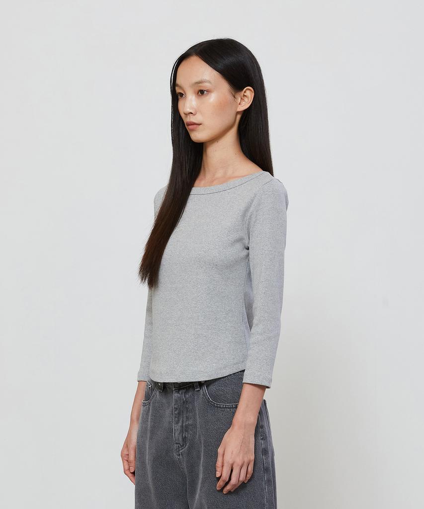 NOTIA Boat Neck Ribbed T-Shirt - Gray
