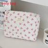 Minimalist Fabric Makeup Bag With Wrinkle Bows For Travel And Daily Use