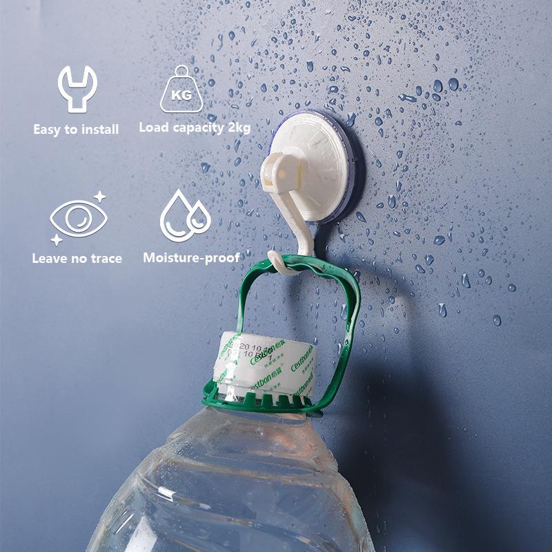2pcs Suction Cup Hook Reusable Wall-mounted Vacuum Traceless Suction Cup Plastic Hook Toilet Bathroom Wall Punch-Free Hook