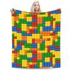 Soft Flannel Playing Blocks Pattern Building Blocks Throw Blanket for Kids Bed Bedroom Sofa Cover Spring Super Soft Bedspread