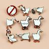 Charming Goose Pose Brooch: Cute Cartoon Animal Metal Badge with Drip Oil Finish.