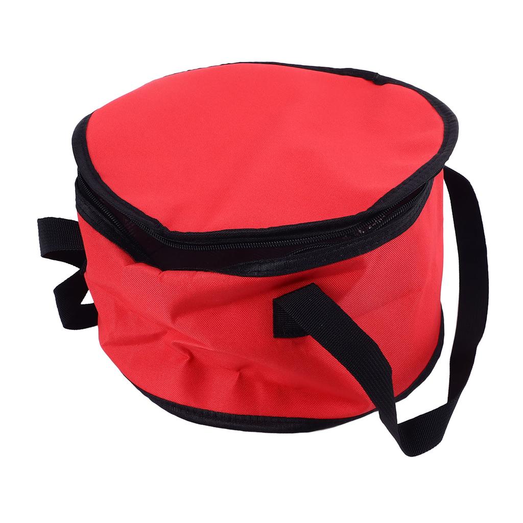 Round Insulated Bag 11x7in Oxford Cloth Casserole Carrier Reusable Cooler Thermal Picnic Bag Red