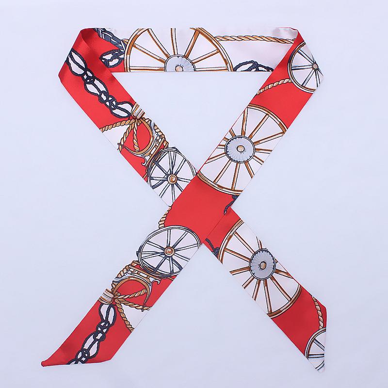 New Fashion Retro Pinrt Bag Luxury Designer Womens Silk Scarf Headwear Long Skinny Tie Scarves Ribbon Accessories Summer