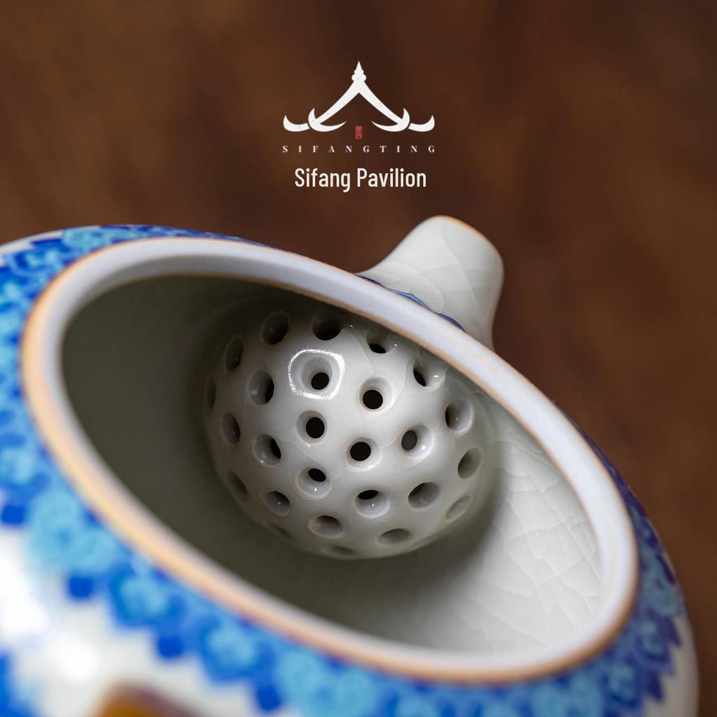 Jun Ware Blue and White Teapot: Chinese High-End Large Size for Brewing Tea Kung Fu Style 2026