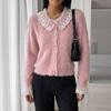Women's Mesh Collar Knit Cardigan Sweater, Open Front Knit Jacket for Daily Wear