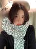 Winter Warm Couple Knitted Plaid Scarf Korean Style Versatile Tassel Contrast Color Houndstooth Scarf for Women