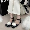 2025 spring and autumn new fashion versatile high-heeled French Mary Jane shoes high-end sense niche tea flower butterfly