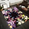 Floral Carpet with Colorful Blossoms and Black Background, Living Room Decor Suitable for Use As an Anti-slip for Living Room Bedroom Sofas