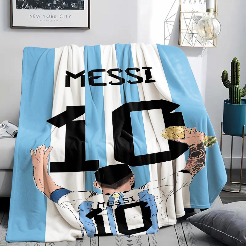 1 ks Flanelová deka s potiskem Messi, Vysoce kvalitní, Pro všechna roční období, Domácí dekorace, Teplo a pohodlí, Perfektní jako vánoční dárky