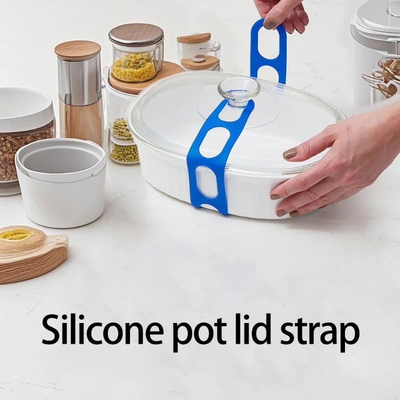 Elastic Stretchable Silicones Lid Locking Bands Nonslip Grip For Multiple Cookware Size Storage Solution Cookware Fasteners