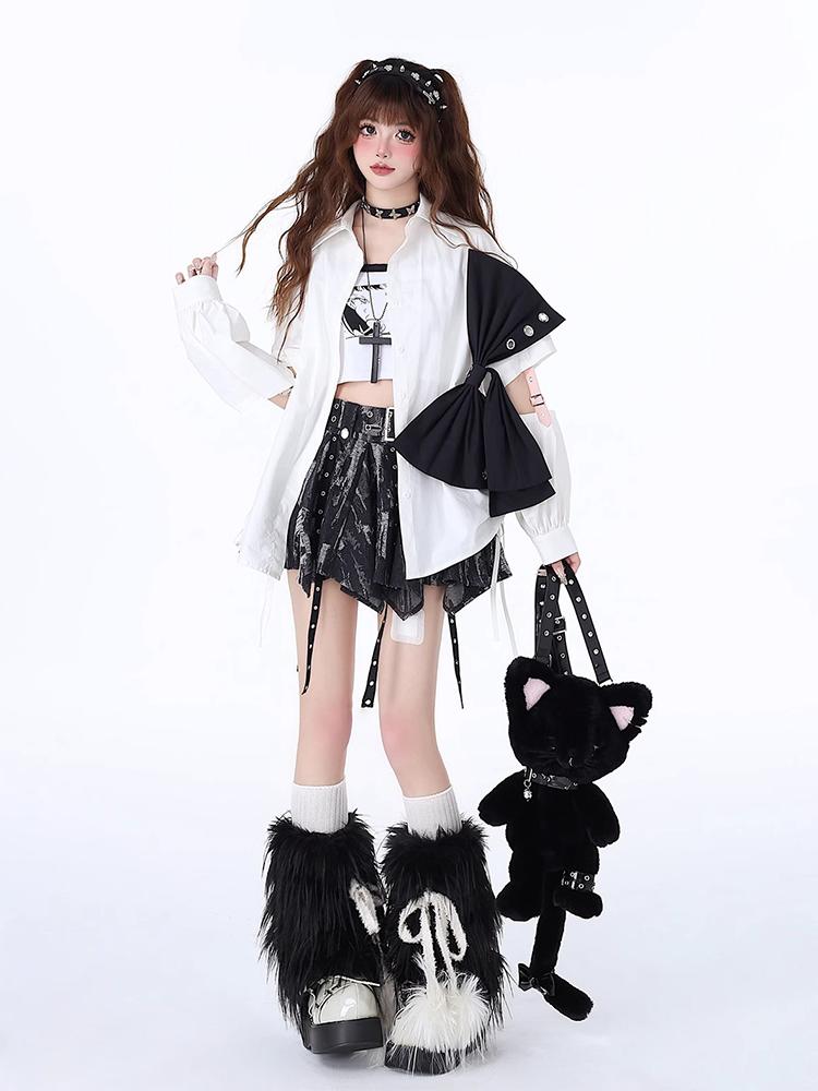 Gothic Women Grey A-line Skirt Y2k Mini Punk Skirts 90s Aesthetic Elegant Harajuku Vintage Denim Skirt 2000s Clothes Summer