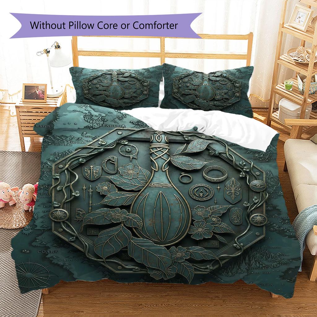 EmbossedAllianceTotem Pattern Bedding Quilt Set Quilt Cover Pillowcase Home Decoration Birthday Gift (1 * duvet cover + 2 * pillowcase, without core)