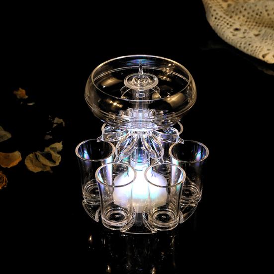 6-Shot Glass Dispenser with Light-Up Feature Elegant Wine Orderer Holder for Home Bar Party Halloween Supplies