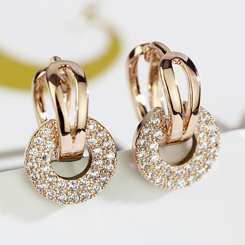 

1 Pair High End Round Cubic Zirconia Stud Earrings for Women, Silver Tone Classic Elegant Jewelry, Daily Party Gift for Her белый