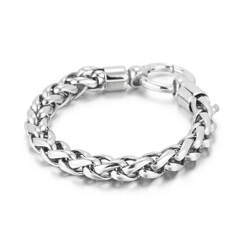 Kalen 316L Stainless Steel Singapore Twisted Chain Men's 210mm Simple Spring Clasp Bracelet Jewelry Accessories