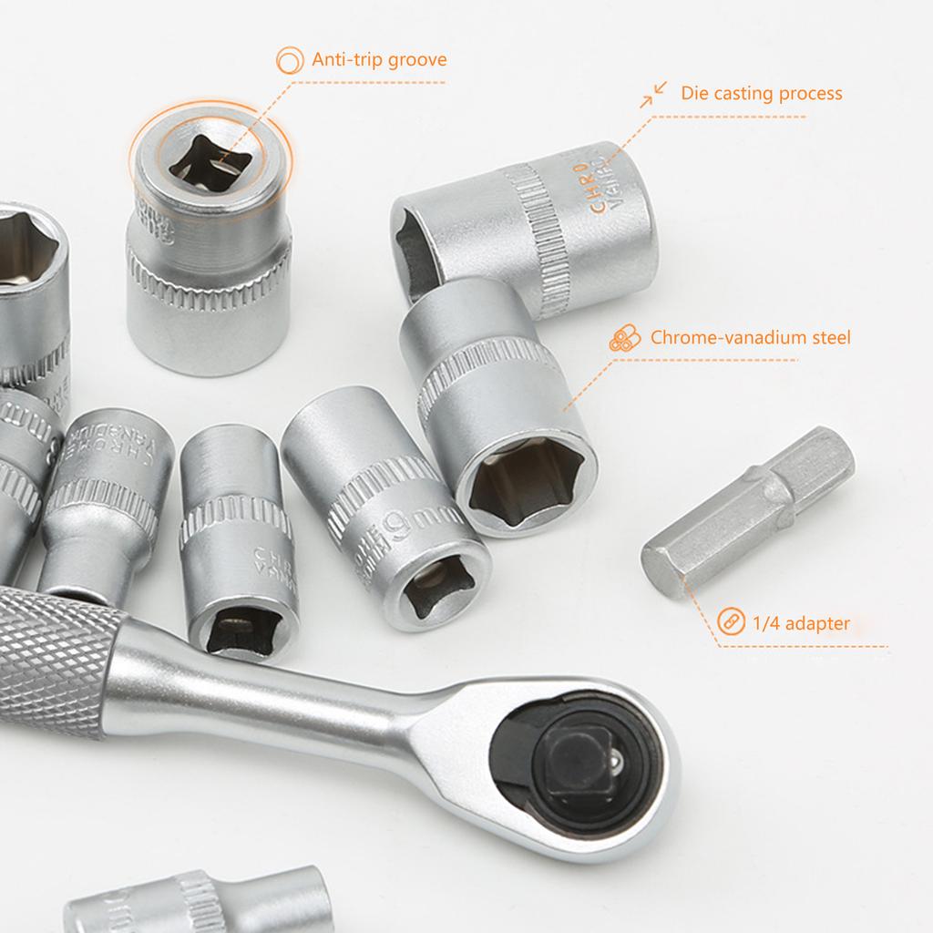 42 In 1 Ratchet Socket Set Wrench Car Maintenance Combination Multifunctional Small Toolbox Home Repair Accessories