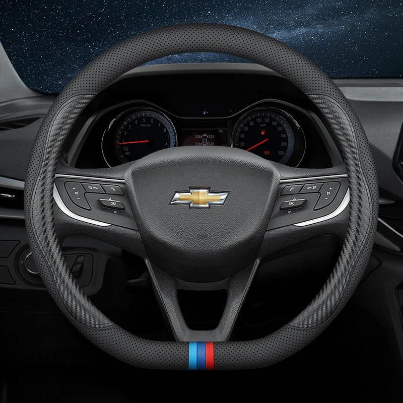 Leather Car Steering Wheel Cover for Chevrolet Chevy Malibu Spark Tracker Cruze Sonic Camaro Equinox Volt Seeker Accessories