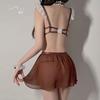 Women's Cutout Backless Frilly Maid Role Play Costume Lingerie Set