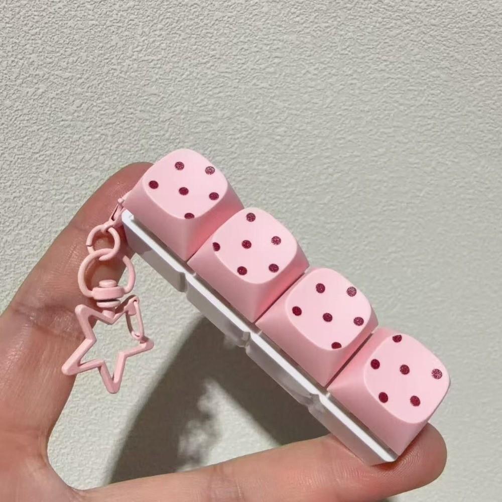 Polka Dot Pattern Fidget Keychain 3/4/6/9 Keys Bag Pendants New Keycap Fidget Toy  for Adult Kid