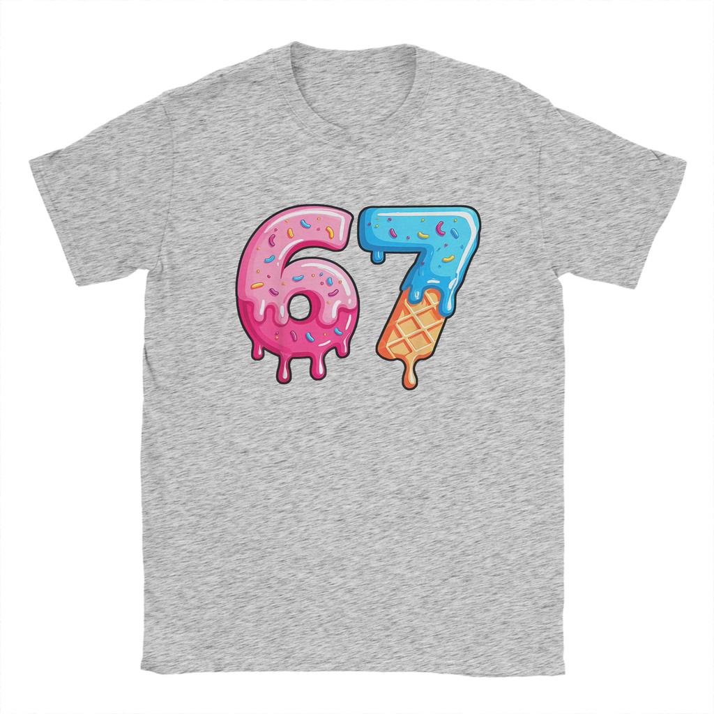 Vintage Womens T-Shirt Beach Six Seven Ice Cream Drip Cool Meme 67 Funny Number T Shirts Tee Shirt for Short Sleeve Tops