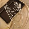 Fashion Exaggerated Multi-Layer Pearl Necklace and Earrings Suite Women's Fashion Long Heavy Industry Sweater Chain Elegant Classy Accessories