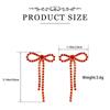 Valentine's Day Bow Drop Earrings with Crystal Zircon Shiny Stud Jewelry for Women Girls Gifts