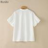 ZANZEA Women Casual V-Neck Loose Floral Print Short Sleeve Blouse