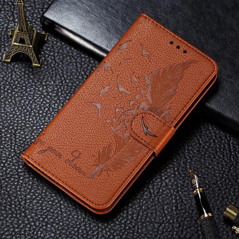 Lychee Feather Leather Case for iPhone 14 - Protective Cover with Card Slot - Flip Design for iPhone 13.