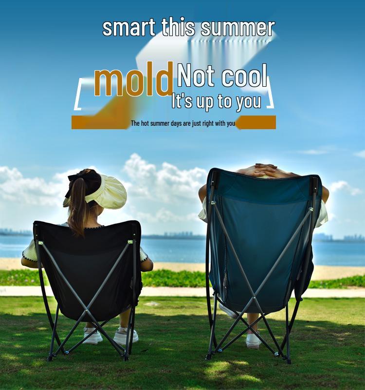 Přenosné křeslo Moon s opěrkou hlavy pro kempování, rybaření, grilování a venkovní volnočasové aktivity