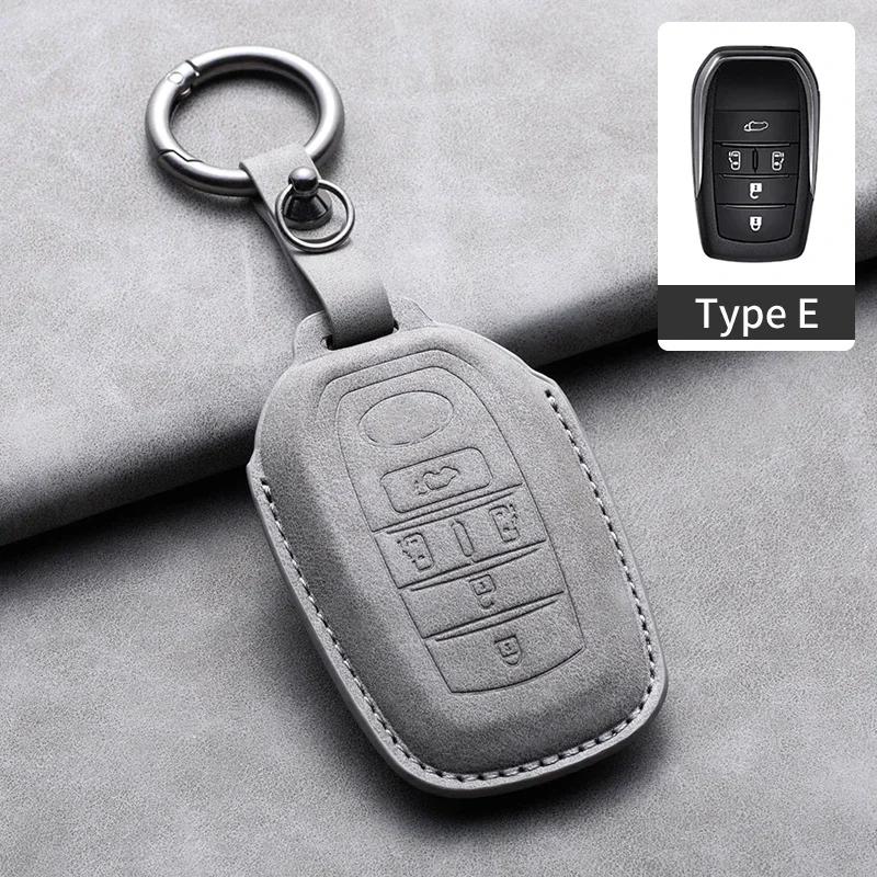 Leather Car Key Case Cover Holder Keychain Shell for Toyota CHR Hilux Fortuner Land Cruiser 200 Camry Corolla Crown RAV4