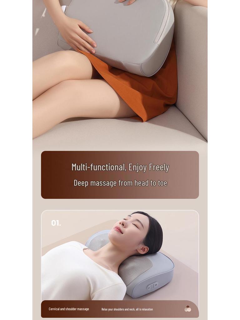 Oakes Multifunctional Electric Massage Pillow for Neck, Shoulders, Waist, and Back