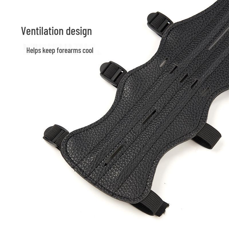 Huwairen Black Extended Four-Strap Bow and Arrow Arm Guard for Archery Competition and Training