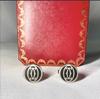 Cartier Double C Logo Pattern Cufflinks Silver 925 Black Vintage Button Style