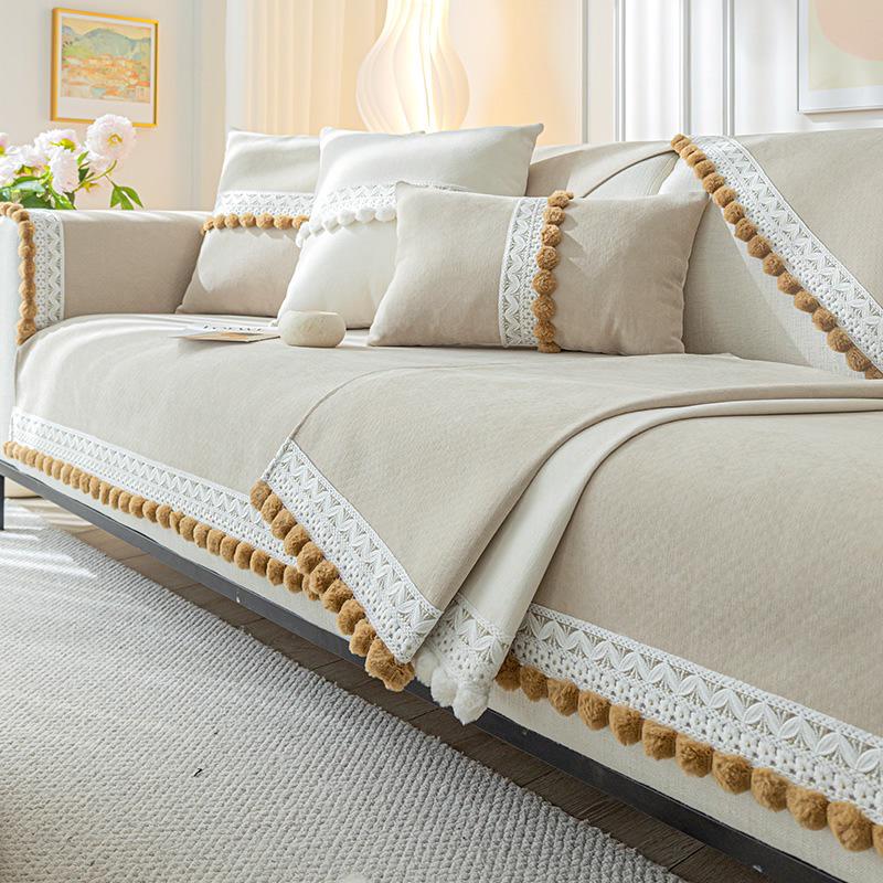 Nordic Light Luxury Chenille Sofa Cushion - Breathable, Non-Slip Cover for All Seasons