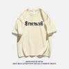 Summer Fashion Heavyweight Retro Men's English Letters 100% Cotton Printed Round Neck High-quality Casual Fitness Street T-shirt