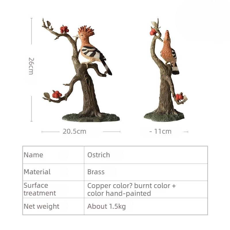 Copper Hoopoe Bird Statue Elegant Home Decor Handcrafted Desktop Ornament for Living Room