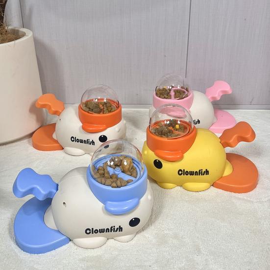 Interactive Dog Treat Dispenser Toy Adjustable Food Dispensing Puzzle Toy Clownfish Design Slow Feeder for IQ Training Mental Stimulation